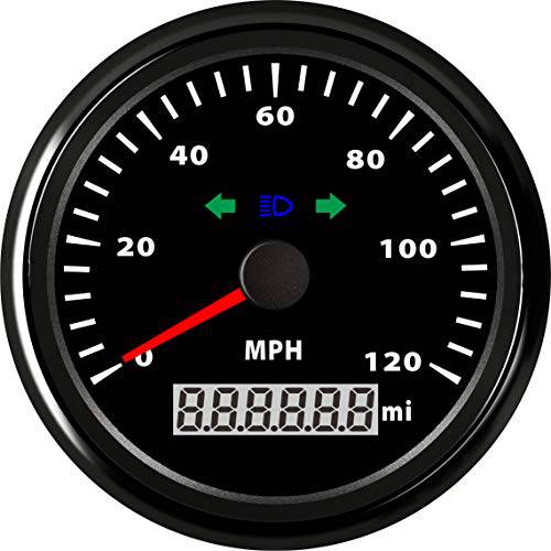 SAMDO 85mm 범용 GPS 속도계 오토바이 속도계 게이지 주행거리계 선회 램프 하이빔 램프 120 MP/ h Mph 차량용 트럭 차량
