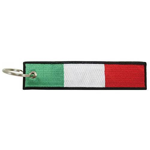이탈리아 깃발 키링, 열쇠고리, 키체인, 100% 자수
