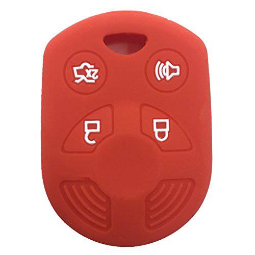 Ezzy Auto 레드 4 버튼 실리콘 러버 키 포브 케이스 키 커버 키 케이스 스킨 보호 호환 익스페디션
