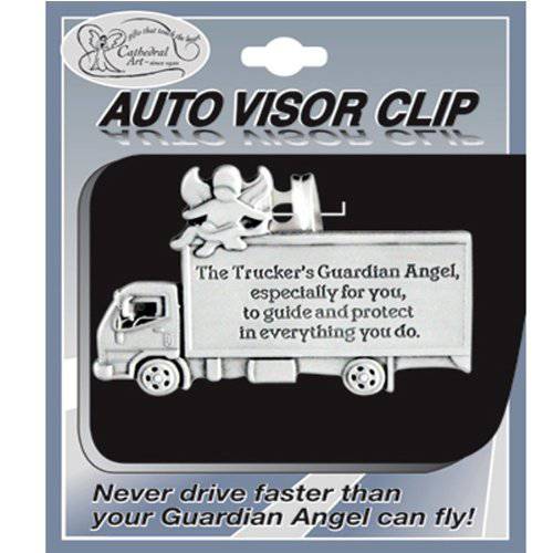 Trucker - Pewter 오토 썬바이저 클립 - 트럭 드라이버 GUARDIAN Angel - 프로텍트 - 아름다운 선물
