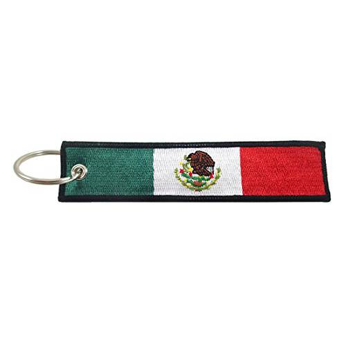 멕시코 깃발 키링, 열쇠고리, 키체인, 100% 자수