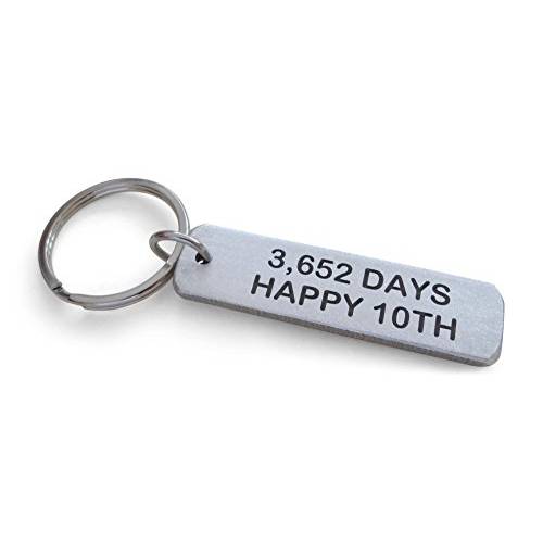 알루미늄 태그 키체인,키링,열쇠고리 각인 with3, 650 Days, 행복 10th 핸드메이드 10 Year 기념일 커플 키체인,키링,열쇠고리