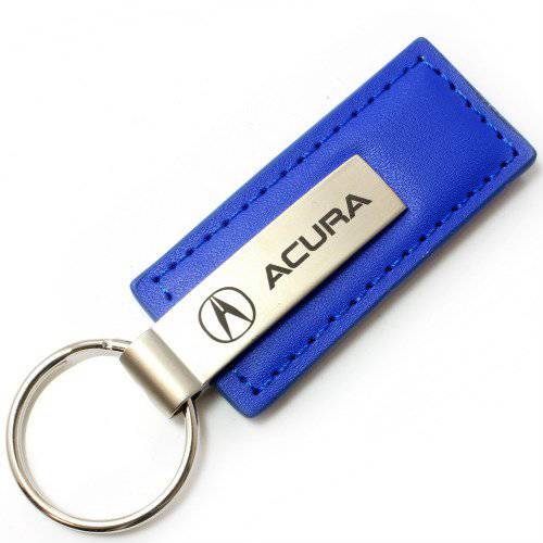 Acura  정품 블루 가죽 직사각형 실버 로고 키링, 열쇠고리, 키체인 포브 링