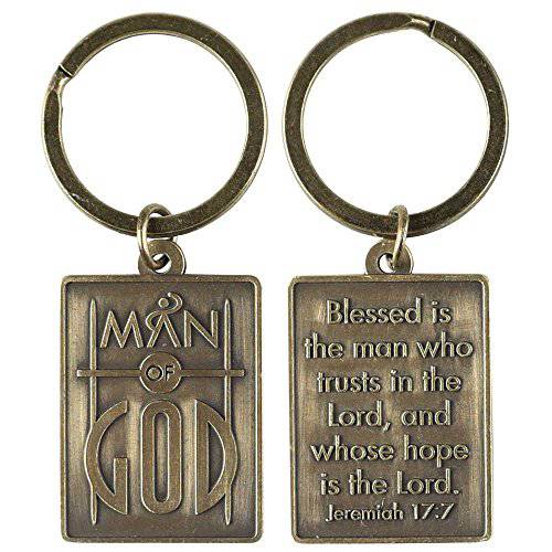 Dicksons Man of God Jeremiah 17:7 축복받은 앤틱 브론즈 마감 열쇠고리, 키링 키체인,키링,열쇠고리