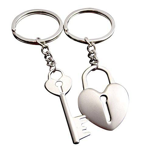 Galaxia Air  메탈 Heart-Shaped 키 커플 키체인,키링,열쇠고리 선물 박스 남녀공용, 남녀 공용