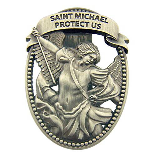 Sacred Traditions 실버 톤 아연 합금 대천사 St Michael 보호 US 썬바이저 클립 2 1 4 인치