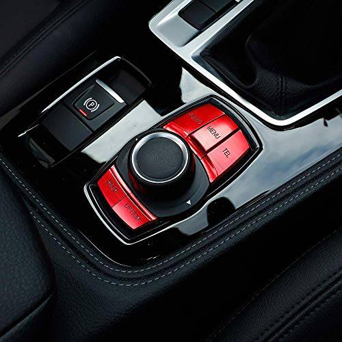 알루미늄 합금 Multi-media 버튼 idrive Controler 프레임 장식 스티커 커버 BMW 1/ 2/ 3/ 3GT/ 4/ X1/ X3 Series, 레드