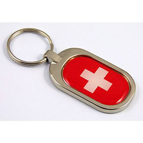 Switzerland 깃발 키링, 열쇠고리, 키체인 메탈 크롬 도금 키체인,키링,열쇠고리 키포브, 스마트키 keyfob 스위스
