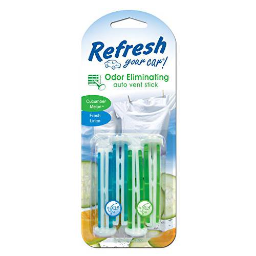 Refresh Your Car E300888200 듀얼 벤트 스틱 Cucumber Melon 과 Fresh Linen 4 Per Pack