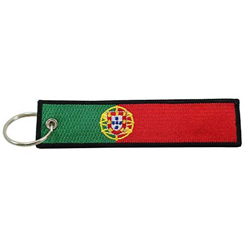 포르투갈 깃발 키링, 열쇠고리, 키체인, 100% 자수