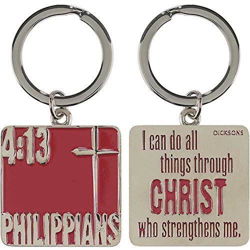 Dicksons  모든 Things Through Christ Philippians 4:13 크롬 에폭시, 에폭시 접착제 Christian 열쇠고리, 키링 키체인,키링,열쇠고리