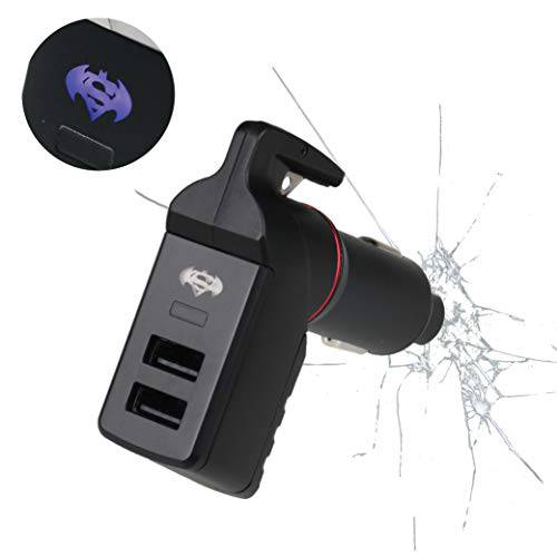 Ztylus  스페셜 디자인 Stinger USB 응급시 탈출 툴: Life-Saving 구출 차량용충전기, 스프링 Loaded 창문 파쇄기 펀치,  안전벨트 커터, 듀얼 2.4A USB 포트 (블루 슈퍼 배트맨)