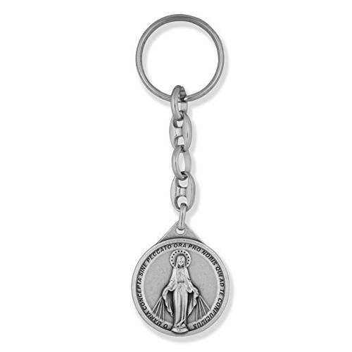 Venerare  듀러블 Catholic 키링, 열쇠고리, 키체인 세인트 메달 포브 (세인트 크리스토퍼/ Miraculous 메달)