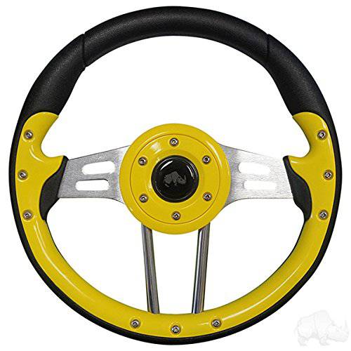 RHOX  에비에이터 4 골프 카트 스티어링휠, 운전대, 핸들 (Yellow)
