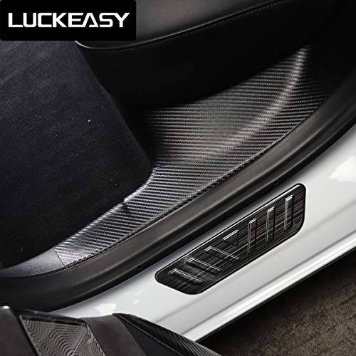 LUCKEASY 테슬라 모델 3 2018-2020 카본 파이버 패턴 차량용 도어 안티 킥 패드 프로텍트 사이드 엣지 필름 보호 스티커 (M3-GL07LCF)