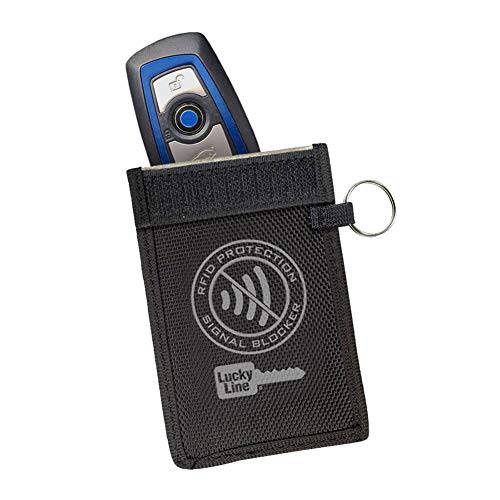 Lucky Line RFID 신호 차단 키 은폐기 파우치 지갑  접착&  벨크로, Anti-Theft 스토리지 키포브, 스마트키 배터리 세이버,스토퍼 신용 카드 신원 프로텍트 (91801)