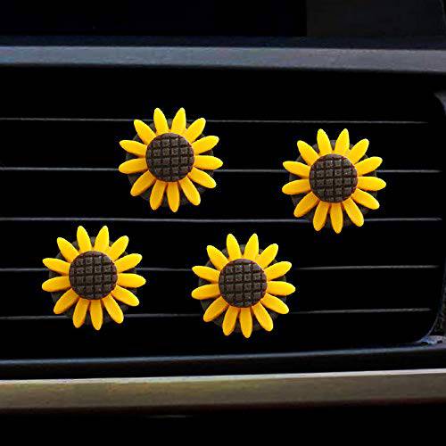 ccHuDE 4 Pcs 메탈 Sunflower 차량용 에어 벤트 클립,핀 오토 청정제 클립,핀 차량용 에어컨 차량용 콘센트 퍼퓸 클립,핀 8 Pcs 리필 패드