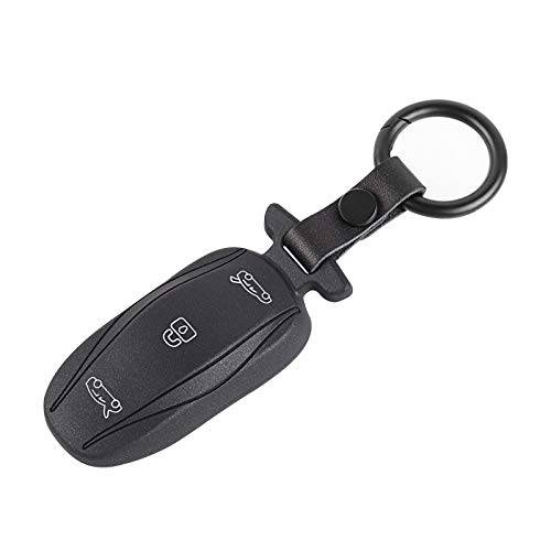 LMZX 테슬라 모델 S 키포브, 스마트키 커버 홀더 케이스 실리콘 키체인,키링,열쇠고리 테슬라 모델 S Accessories(Black)