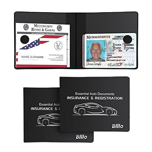 자동차등록증 and 보험 카드 홀더, 2 팩 가죽 차량 글러브박스 서류 오거나이저,수납함,정리함 문서 카드 Driver’s 특허, 키 접촉 정보 카드 and More