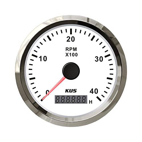 KUS Guaranteed 타코미터 RPM 게이지 시간 미터 4000RPM 85mm 12V/ 24V 백라이트