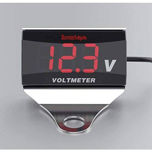 12V 자동차 Digitalvoltmeter 미니 디지털 LED 디스플레이 범용 오토바이 전압 미터 방수, New CS-378 전압 미터 크롬 전압계