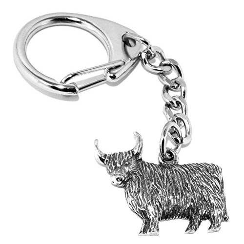Pewter Scottish Highland Cow 키체인,키링,열쇠고리 선물 파우치