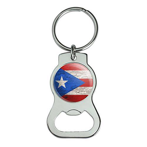 소박한 릴렉스 Puerto Rico 깃발 우드 모양 키체인,키링,열쇠고리 병 캡 오프너