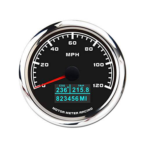 모터 미터 레이싱 W 프로 4in1 GPS 속도계 0-120MPH LCD 디스플레이 - 주행거리계 사용량 - Cog - 여행  보트&  자동차 - 포함 GPS 센서 - 화이트 LED - 블랙 다이얼 - 3-3/ 8 85mm
