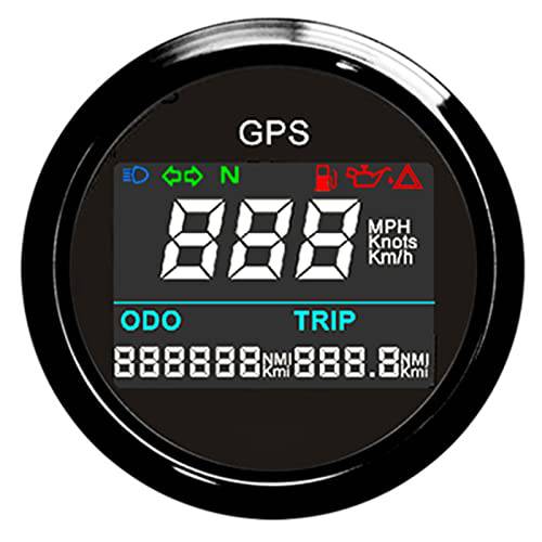 KAOLALI 디지털 GPS 속도계 LCD 스피드 게이지 주행거리계 조절가능 사용량 여행 카운터 GPS 안테나 오토 오토바이 자동차 트럭 보트 52mm 9-32V