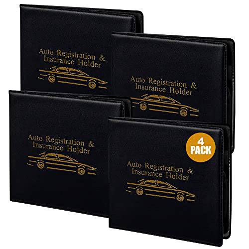 안달루스 자동차등록증 and 보험 카드 홀더 5.1 x 4.6 - 에센셜 오토 문서 수납 후크 and 루프 클로져 - Fits Most 차량’ 장갑 Boxes - ( 블랙 4PK-Upgraded)