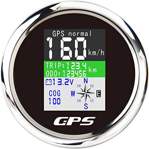 ELING 범용 TFT GPS 속도계 조절가능 주행거리계 전압계 9-32V 자동차 오토바이 트랙터 트럭 85mm (블랙)