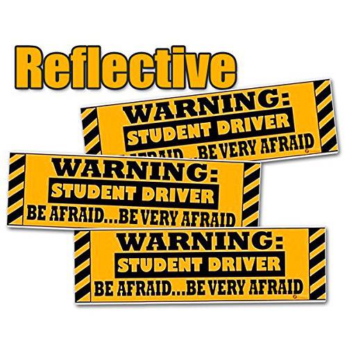 Zone Tech 경고 초보운전 차량 범퍼 자석 - 3-Pack 프리미엄 퀄리티 반사 경고 초보운전 범퍼 세이프티,안전 사인 자석