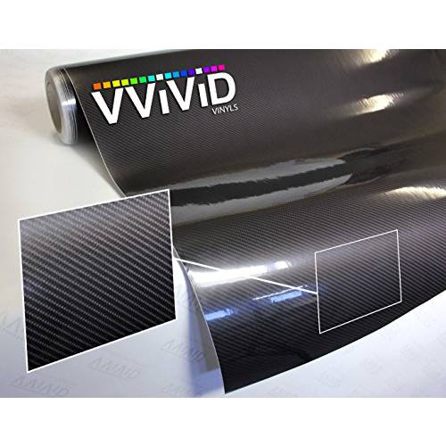 VViViD  하이 광택 블랙 카본 파이버 Tech 아트 3-Layer 3D 현실적 True 카본 파이버 모양 캐스트 비닐 랩 (0.5ft x 5ft)