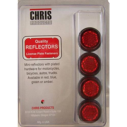 Chris Products CH4R 레드 오토바이 미니 특허 플레이트 반사판 4 팩