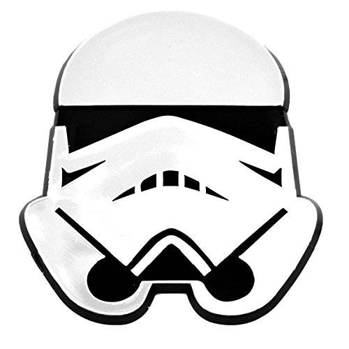 SW Stormtrooper 헬멧 플라스틱 오토 엠블렘, 앰블럼 - [Silver][3 1/ 4’’ x 2 1/ 4’’]