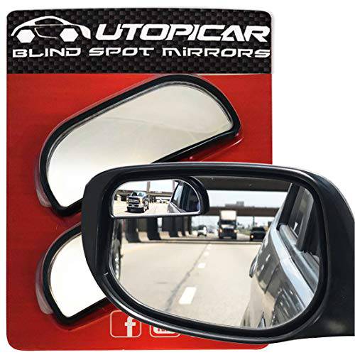 Utopicar 블라인드 스팟 거울 Updated 디자인 - 차량용 미러 블라인드 사이드 - 문,문틈 거울 라지 이미지 조절가능 2 팩