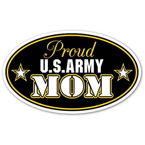 Proud US Army Mom U.S. Armed Forces Euro 비닐 범퍼 스티커 데칼 - Ideal for 사용 on 차량용 윈도우 범퍼 벽 도어 글래스 윈도우 or Any Other 클린 부드러운 표면 3 X 5 인치
