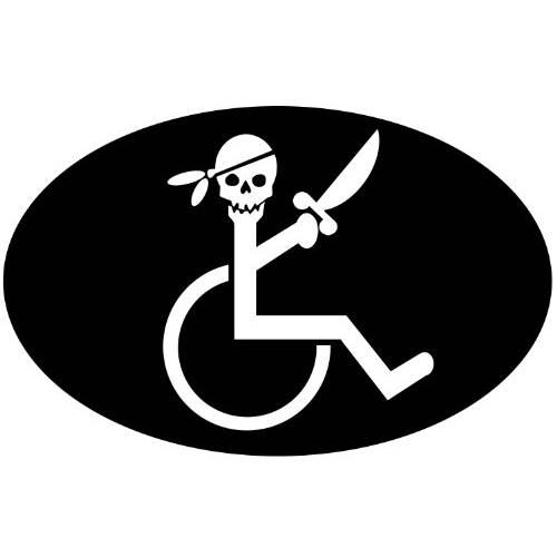 StickerJOE Handicap Pirate in Wheelchair 퍼니 스티커 5 X 3