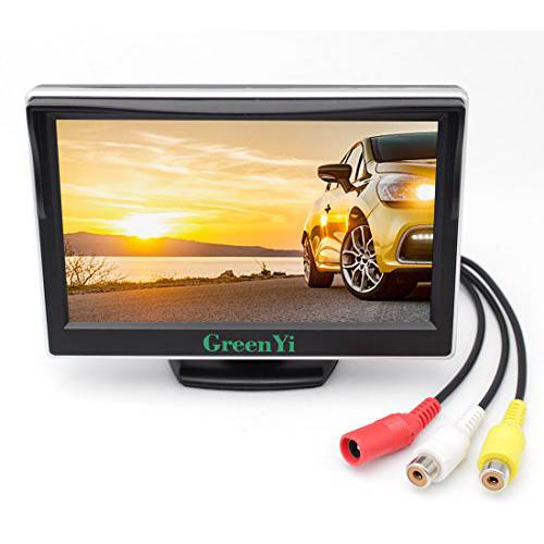 GreenYi  차량 On-Dash 백업 모니터, 5 디지털 HD 차량용 TFT LCD 컬러 스크린 디스플레이 2 비디오 입력  후방관측 카메라