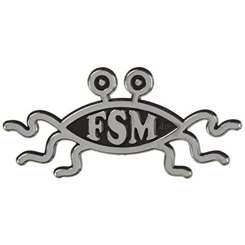 FSM 플라잉 스파게티면 몬스터 플라스틱 오토 엠블렘, 앰블럼 - [Silver][5 1/ 2’’ x 2 1/ 2’’]