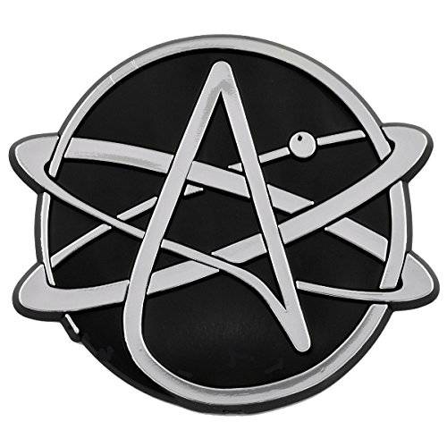 라운드 Atheist Atom 플라스틱 오토 엠블렘, 앰블럼 - [Silver][3 1/ 2’’ x 3 1/ 4’’]