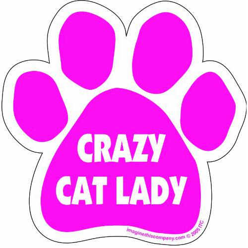 차량용 자석- Paw- Crazy 고양이 Lady- 핑크- 5.5 x 5.5