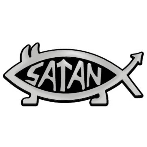 Satan 피쉬 플라스틱 오토 엠블렘, 앰블럼 - [Silver][5’’ x 2 1/ 4’’]