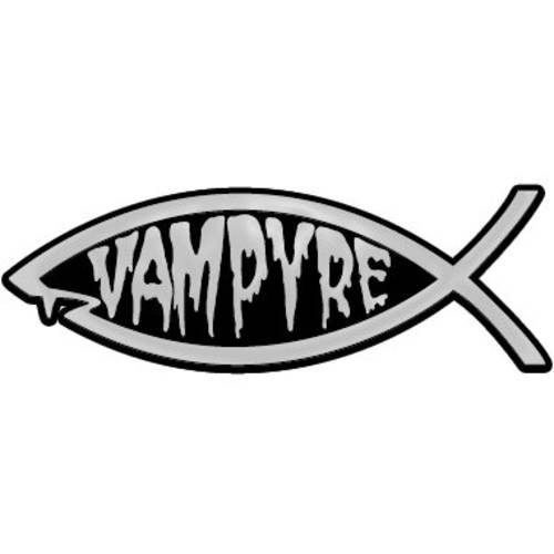 Vampyre 피쉬 플라스틱 오토 엠블렘, 앰블럼 - [Silver][5 1/ 4’’ x 1 3/ 4’’]
