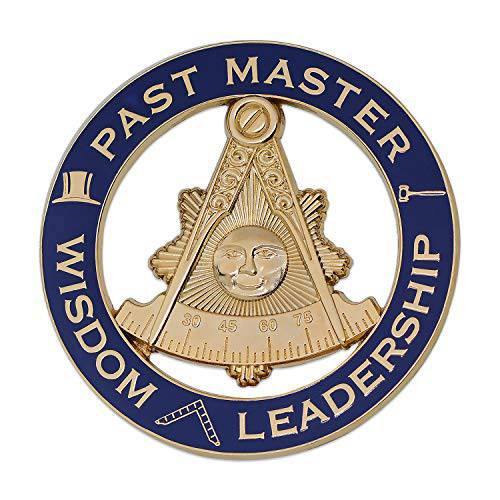Past 마스터 Leadership 라운드 프리메이슨 오토 엠블렘, 앰블럼 - [ 블루& Gold][3’’ 직경]