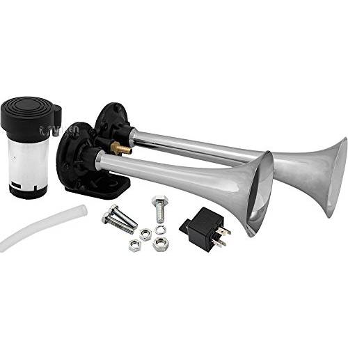 Vixen Horns  큰소리 2/ 듀얼 트럼펫 트레인 에어 혼 원 컴프레셔 풀 Complete 시스템/ 키트 크롬 12V VXH2311C