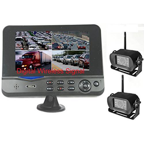 4Ucam 2 디지털 무선 카메라+ 7 모니터 Quad-view 스플릿 스크린 버스, Rv, 트레일러, 모터 홈, 5th 휠 and 트럭 백업 or 후방관측