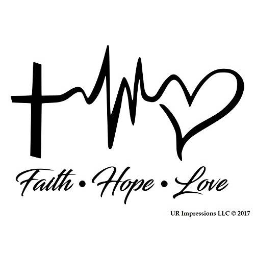 UR Impressions BLK Faith Hope Love 알파 Omega 데칼 비닐 스티커 그래픽 자동차 트럭 SUV 밴 벽 윈도우 Laptop|Black|7.2 X 4.4 inch|URI034-B