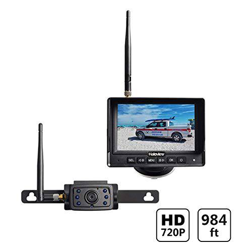 Haloview MC5111 5’’ 720P HD 디지털 무선 후방카메라 시스템 5’’ LCD 후방관측 모니터 and IP69K 방수 후진 빌트인 DVR 키트 트럭/ 트레일러/ 버스/ RVs/ Pickups/ 캠핑/ 밴