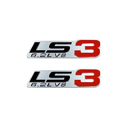 LS3 6.2L V8 엔진 엠블럼 Badges Nameplates 호환가능한 GM 일반 자동차 퍼포먼스 쉐보레 콜벳 카마로 SS (크롬/ 블랙/ 레드)